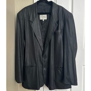 Luxury Remy Leather Black Leather Sports Coat Blazer‎ Size 52